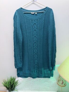 50% Cotton Fat Face United Kingdom 🇬🇧 Cable-Knit Women's Teal Sweater